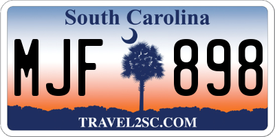 SC license plate MJF898