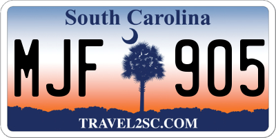 SC license plate MJF905