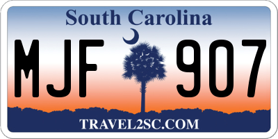 SC license plate MJF907