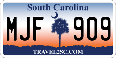 SC license plate MJF909