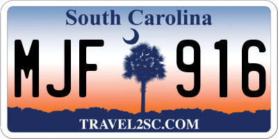 SC license plate MJF916