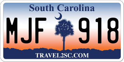 SC license plate MJF918