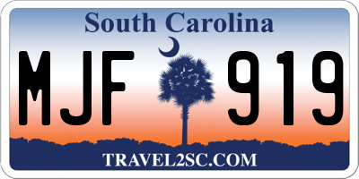SC license plate MJF919