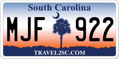 SC license plate MJF922