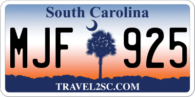 SC license plate MJF925
