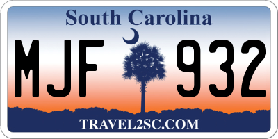 SC license plate MJF932