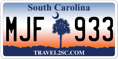 SC license plate MJF933