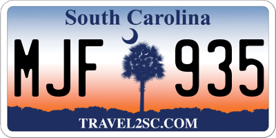 SC license plate MJF935