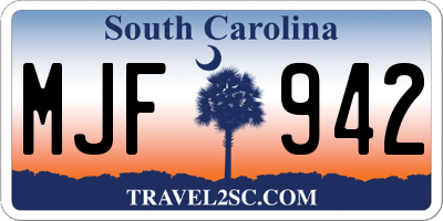 SC license plate MJF942