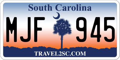SC license plate MJF945