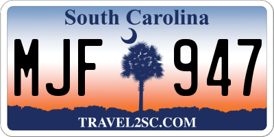 SC license plate MJF947