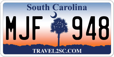 SC license plate MJF948