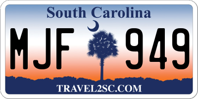 SC license plate MJF949