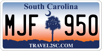 SC license plate MJF950