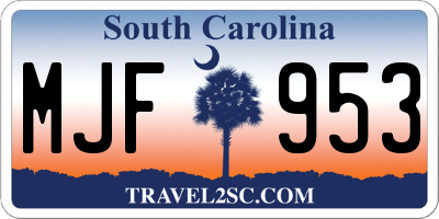 SC license plate MJF953