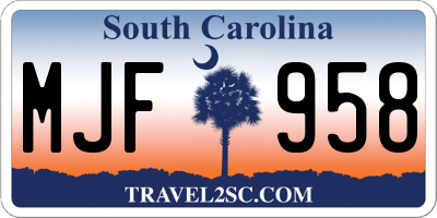 SC license plate MJF958