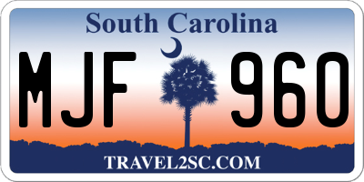SC license plate MJF960