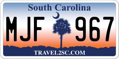 SC license plate MJF967