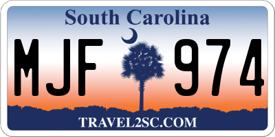 SC license plate MJF974