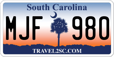 SC license plate MJF980