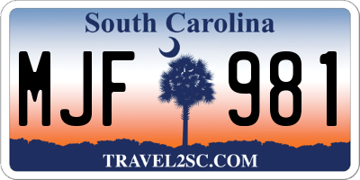 SC license plate MJF981