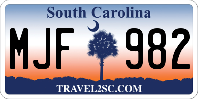 SC license plate MJF982