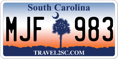 SC license plate MJF983