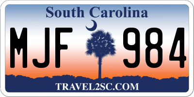 SC license plate MJF984