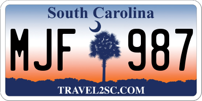 SC license plate MJF987