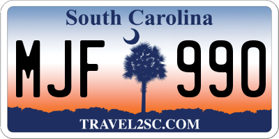SC license plate MJF990