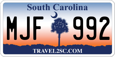 SC license plate MJF992