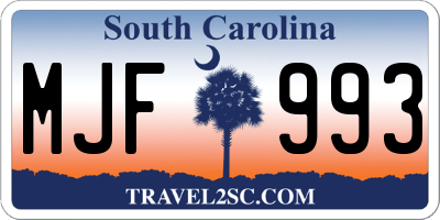 SC license plate MJF993
