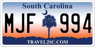 SC license plate MJF994