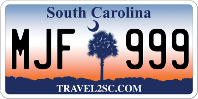 SC license plate MJF999