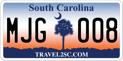 SC license plate MJG008