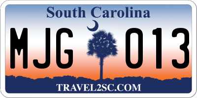 SC license plate MJG013