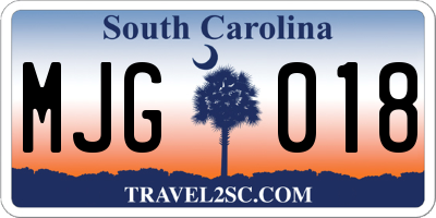 SC license plate MJG018
