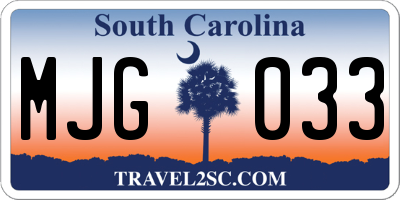 SC license plate MJG033
