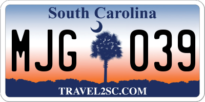 SC license plate MJG039