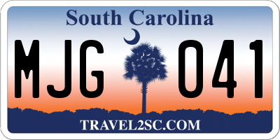 SC license plate MJG041