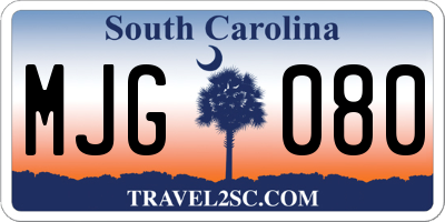 SC license plate MJG080