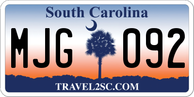 SC license plate MJG092