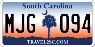 SC license plate MJG094