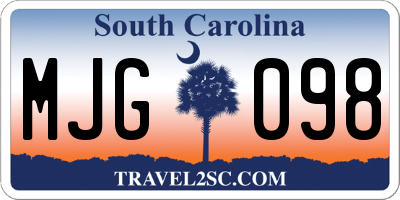 SC license plate MJG098