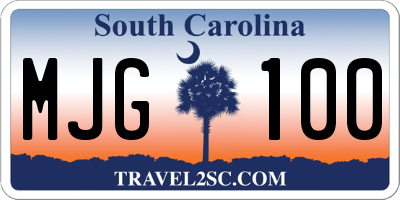 SC license plate MJG100