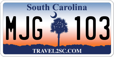 SC license plate MJG103