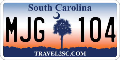 SC license plate MJG104