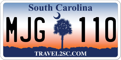 SC license plate MJG110