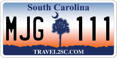 SC license plate MJG111