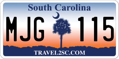 SC license plate MJG115